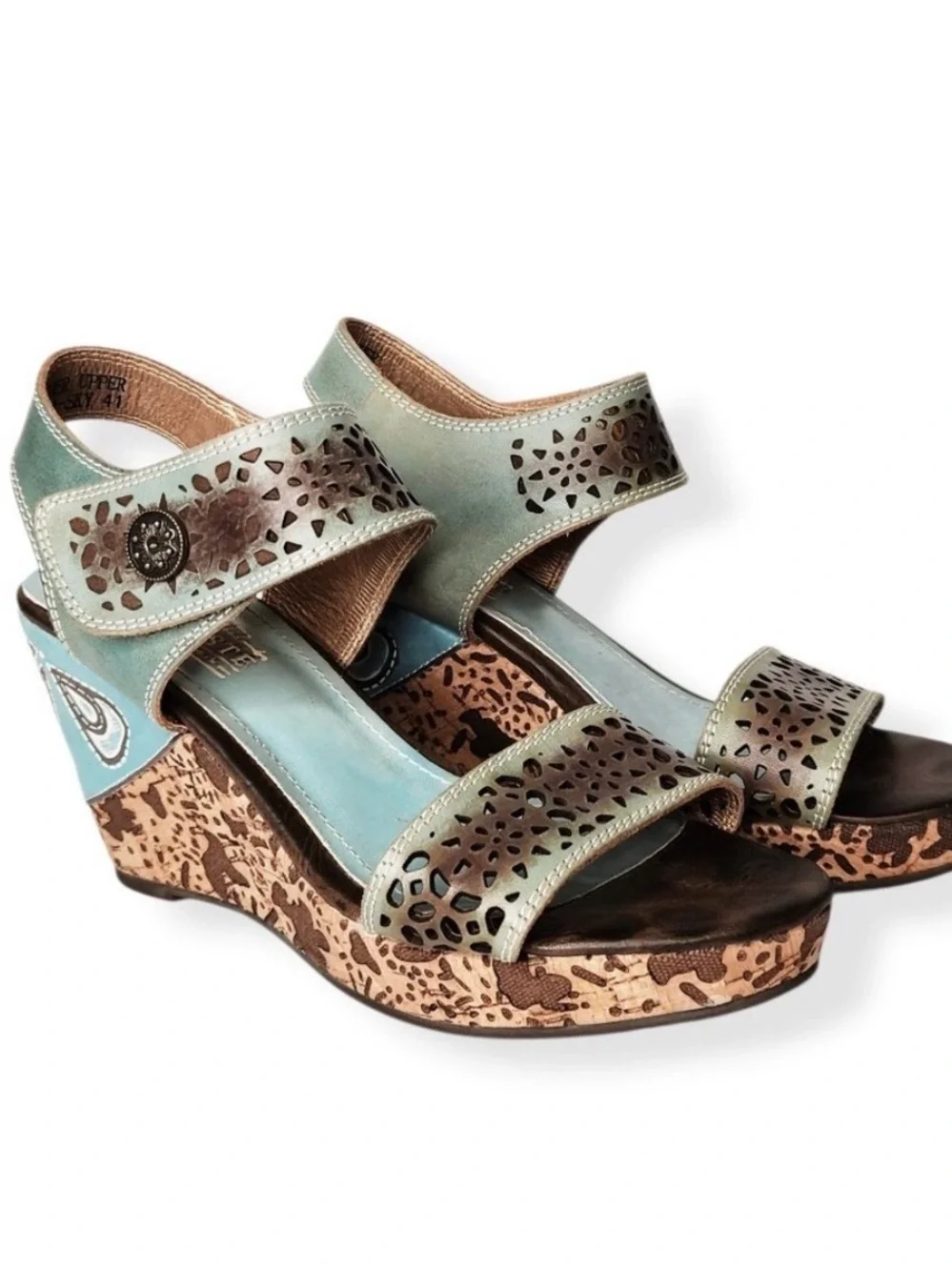 L'Artiste Spring Step Womens Allura Sky Blue Wedge Open Toe Sandals Size 41 10